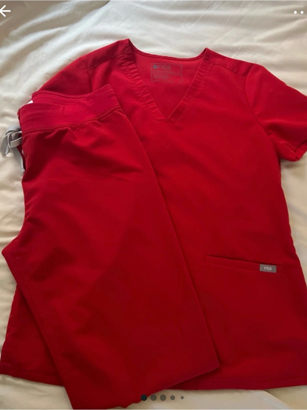 Figs Women's Red V-Neck Scrub Top and Pants Set